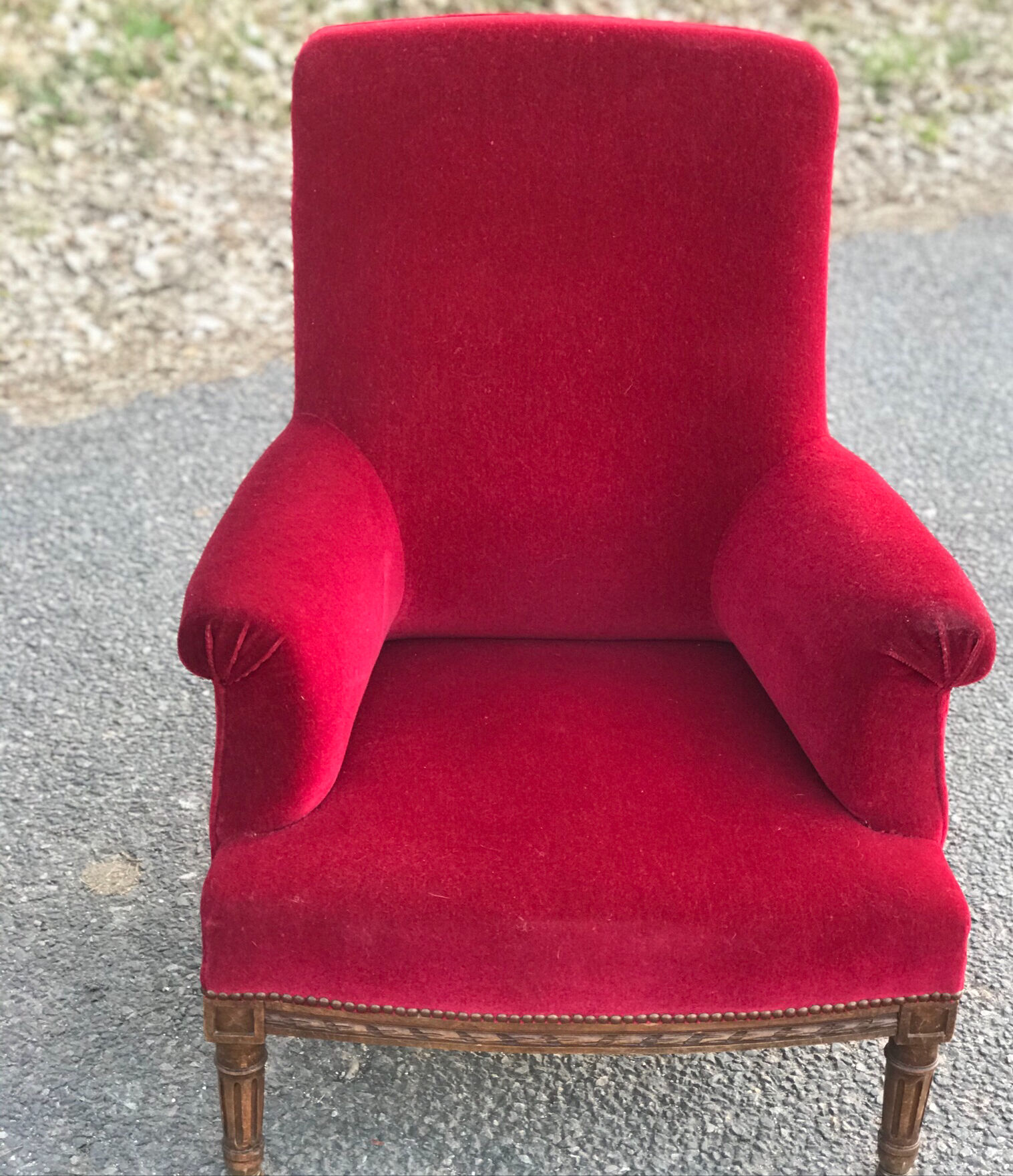 Red velvet English armchair