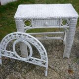 Vintage white rattan dressing table 60s-70s
