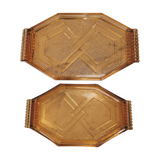 Lot de 2 plats anciens art déco en verre