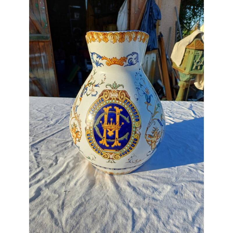 19th century Gien earthenware pitcher