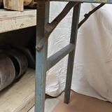 Folding workshop table in teak and wrought iron