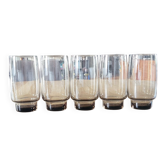 5 verres à eau  vintage en verre fumé