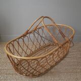 Rattan wicker bamboo basket vintage nacelle handcrafted Scandinavian bohemian boho decoration