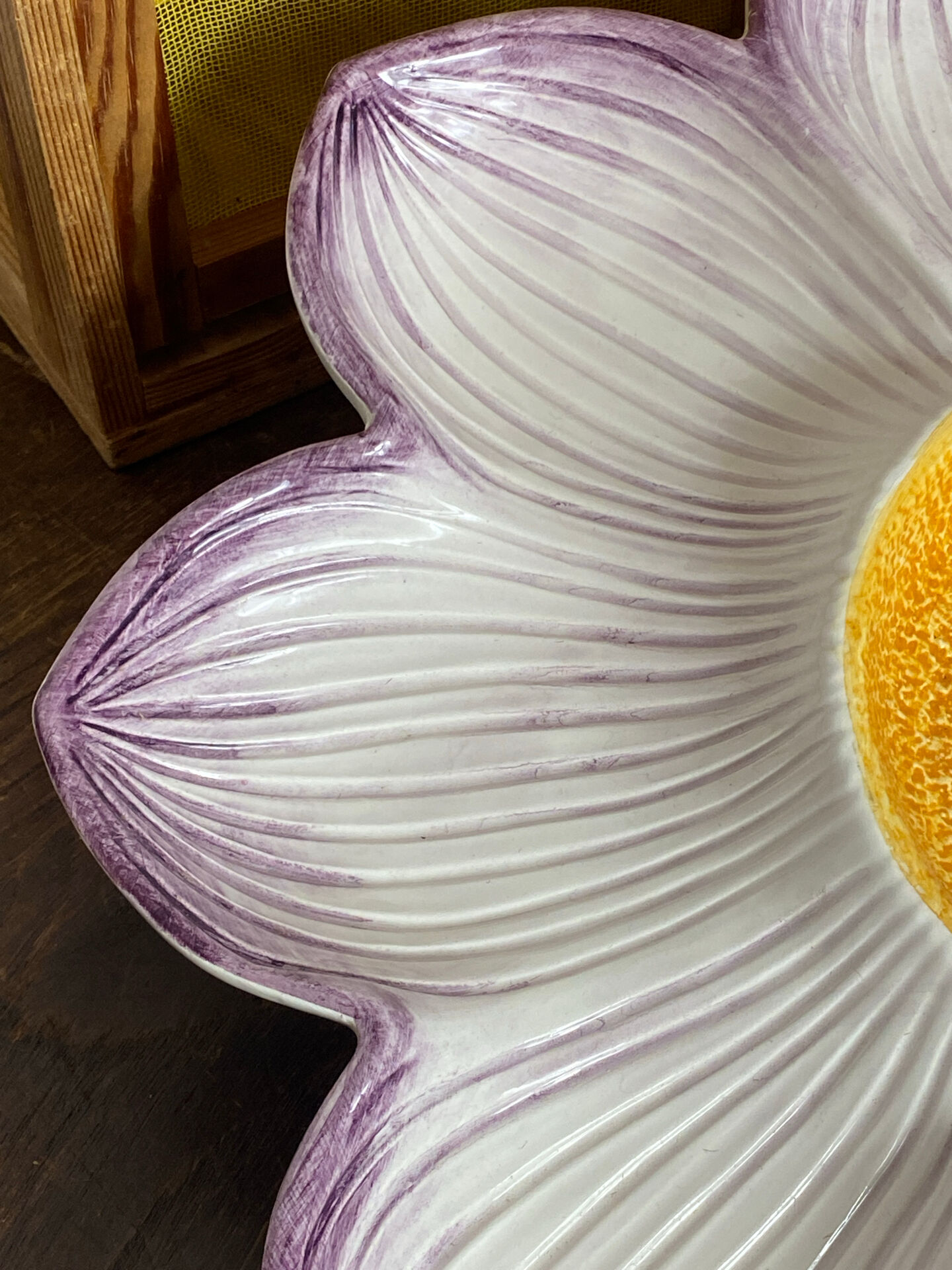 Divided plate, large ceramic flower, Italy
