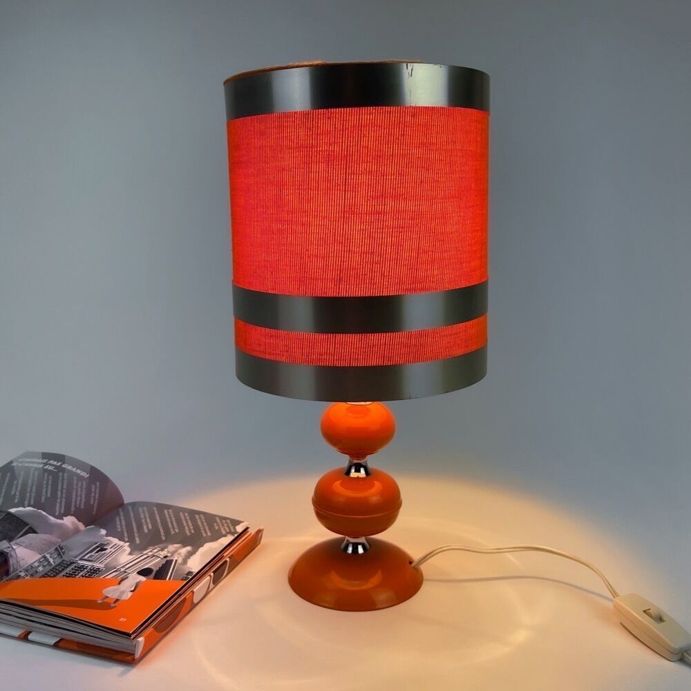 Table lamp metal and orange fabric 70