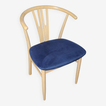 Vega chair by Reydeberg blue alcantara top light oak frame 1990 Denmark
