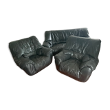 Leather sofa and armchairs