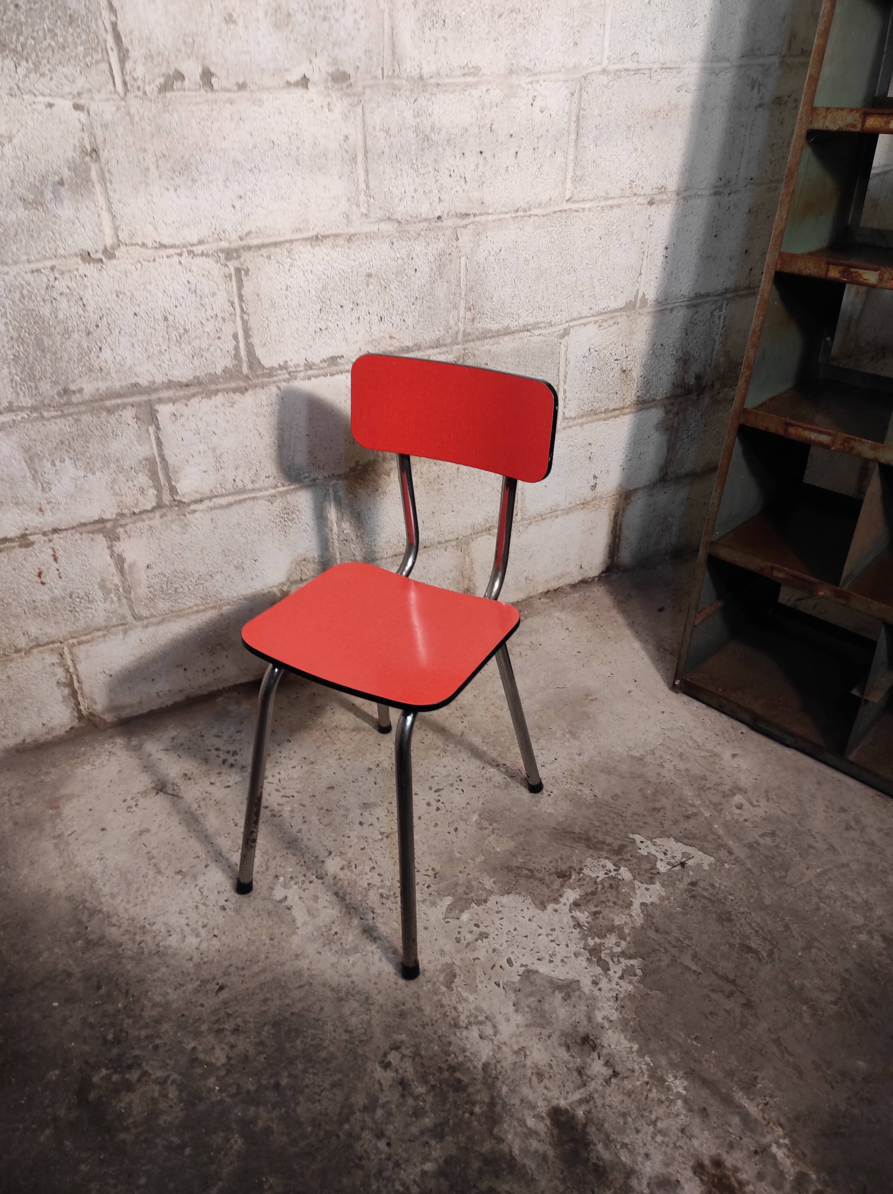 Chair in pink red formica 1960