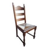 Wooden and straw chairs