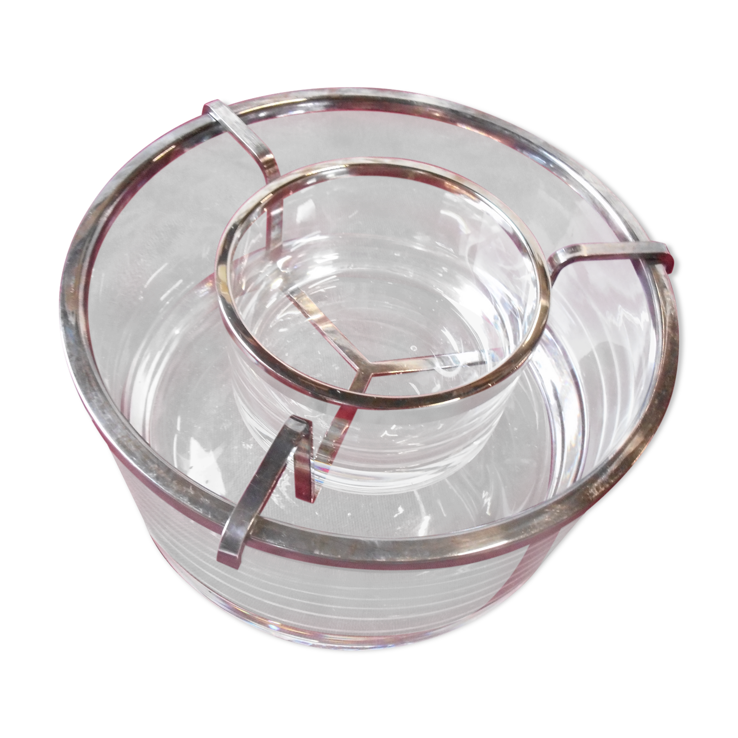 Glass and chrome caviar cup