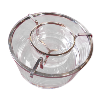 Glass and chrome caviar cup