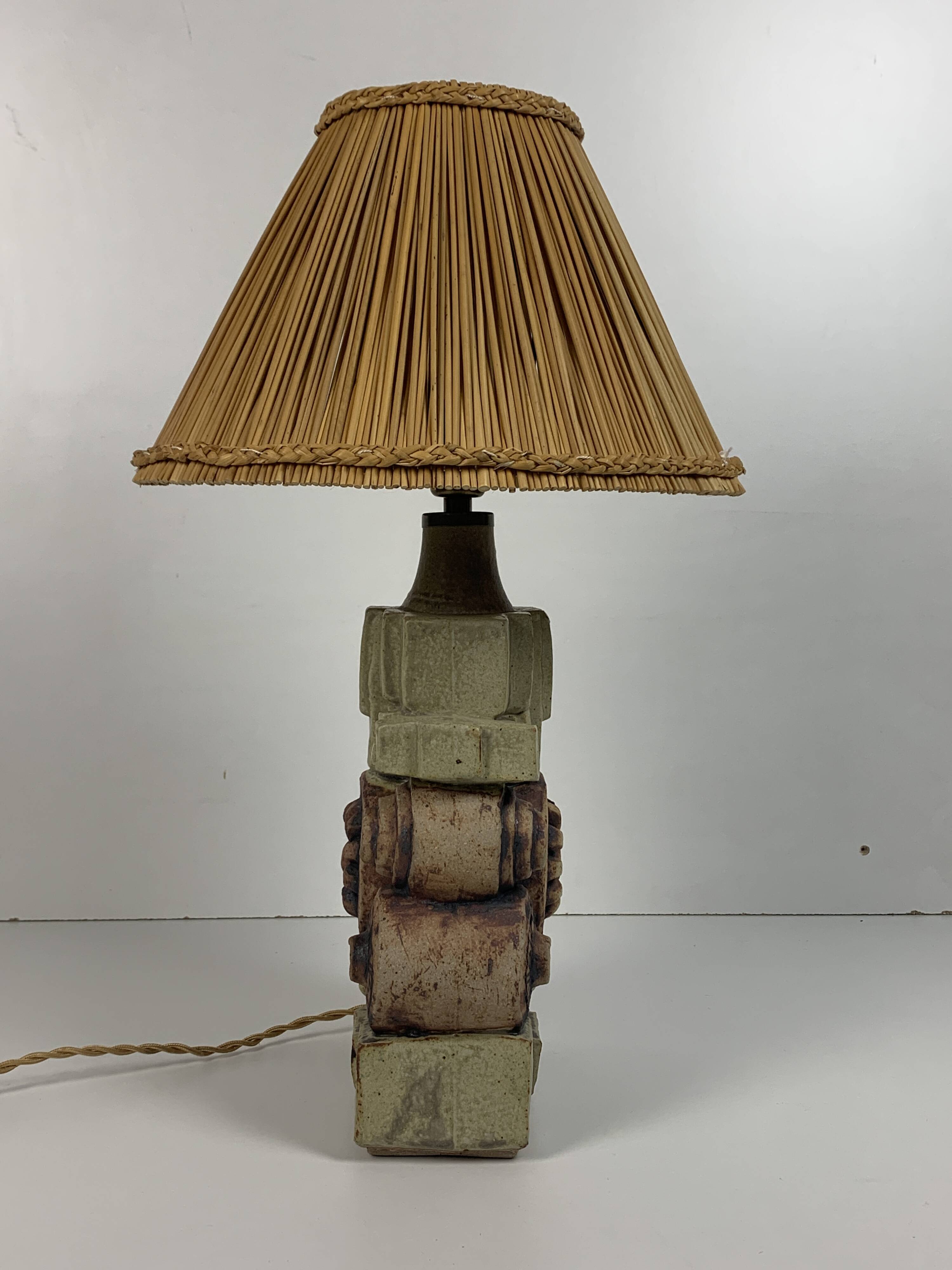 Mid century brutalist ceramic table lamp by Bernard Rooke, 1970s