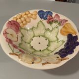 Fruit drainer salad bowl in slip signed FC vintage