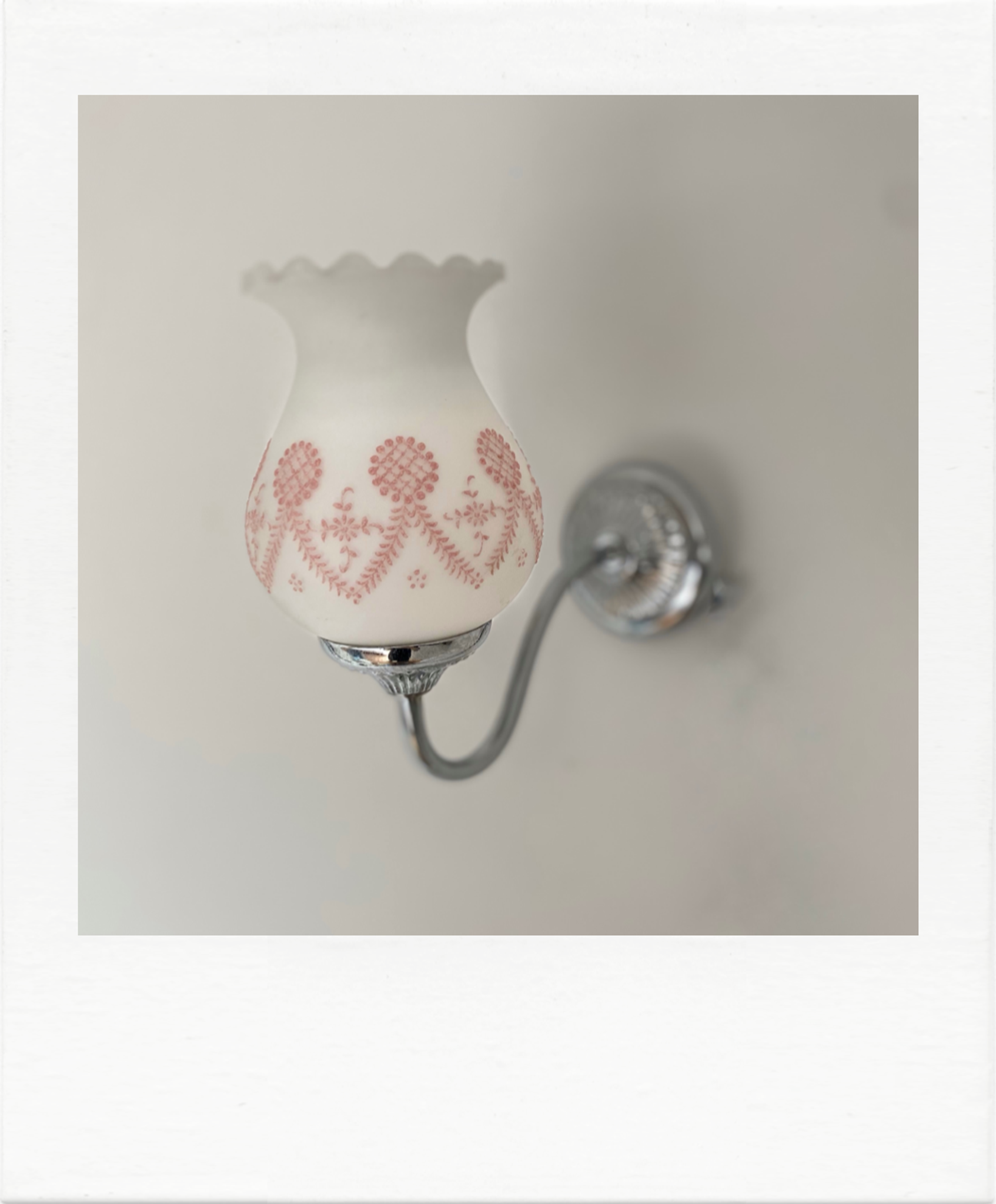 Chrome and opaline applique, touches of pink