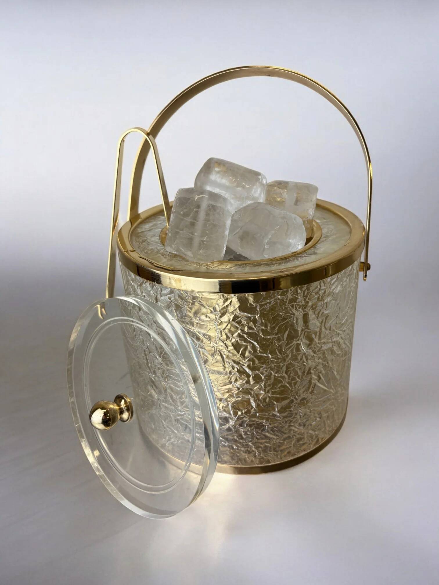 Dior style lucite ice bucket with tongs, Italy, 1970