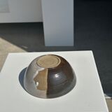 White and glossy brown two-tone ceramic bowl, matt earth