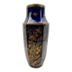 Octagonal vase in Limoges porcelain, oven blue and gold decoration, 20th century