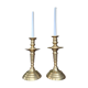 Pair of antique Moroccan brass candlesticks.