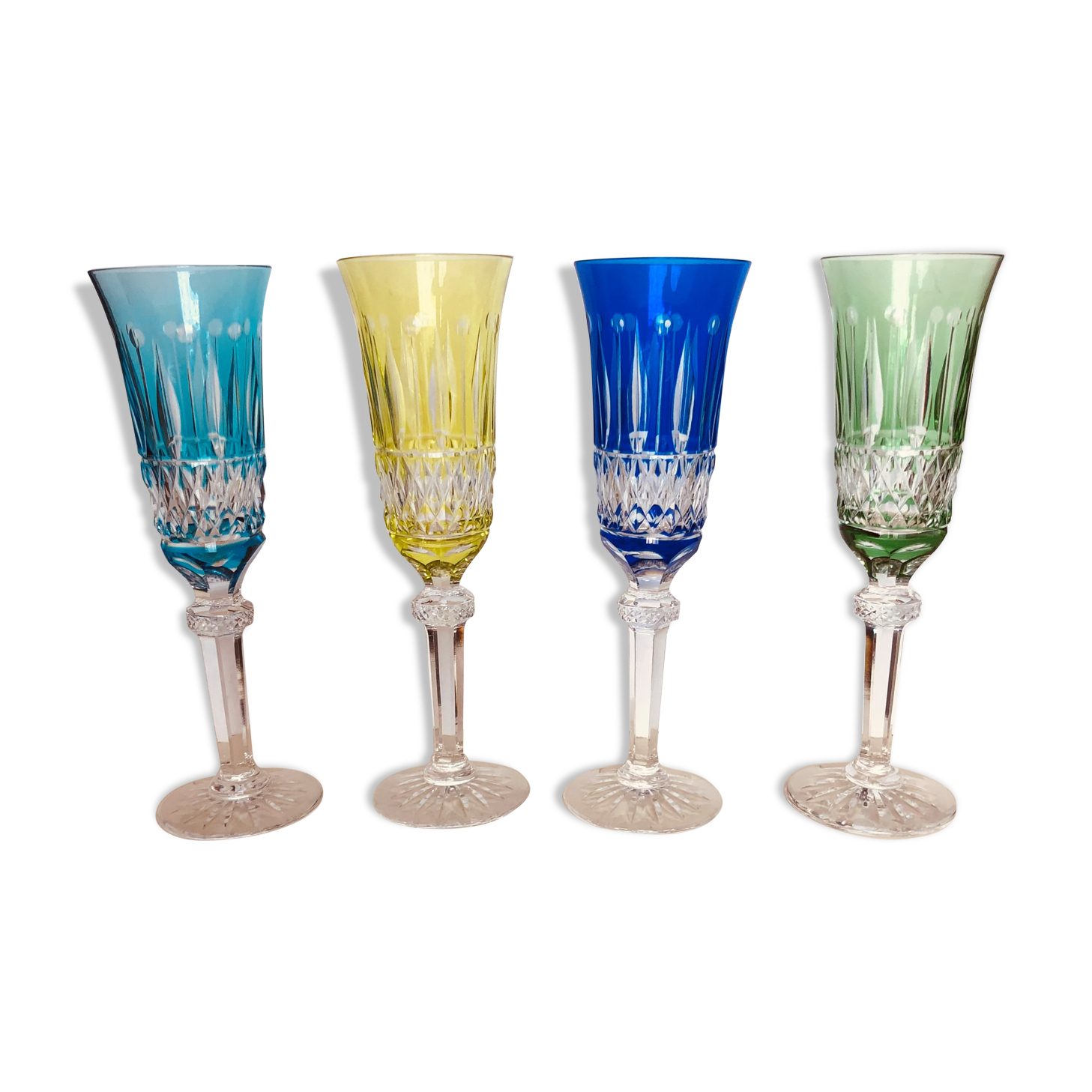 4 Champagne flutes in Lorraine crystal color