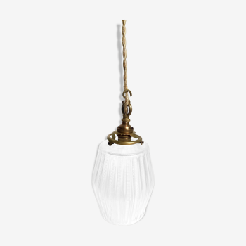 Striated glass lamp, cable of your choice, old claw,