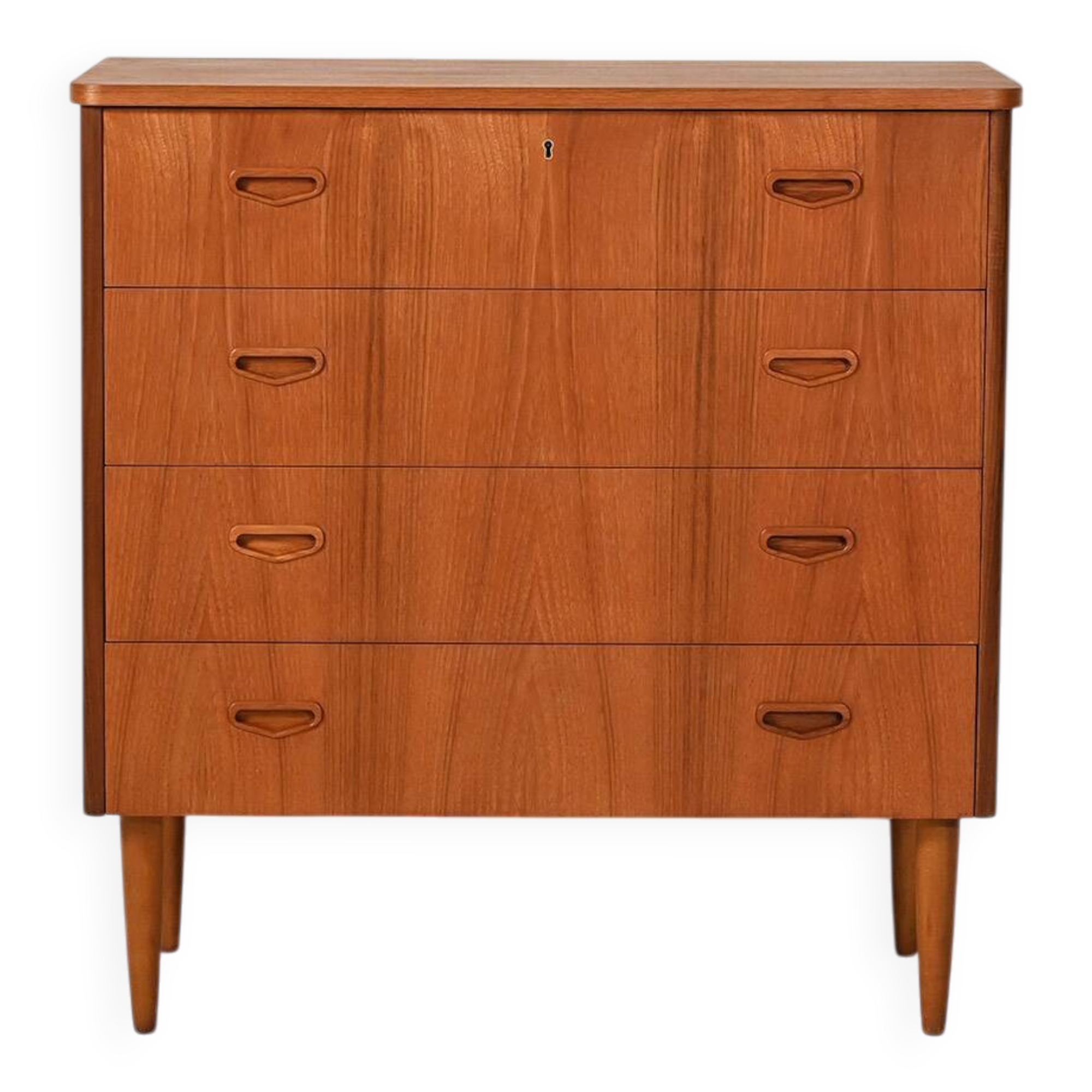 Scandinavian teak chest of drawers with sculpted recessed pulls
