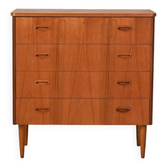 Scandinavian teak chest of drawers with sculpted recessed pulls