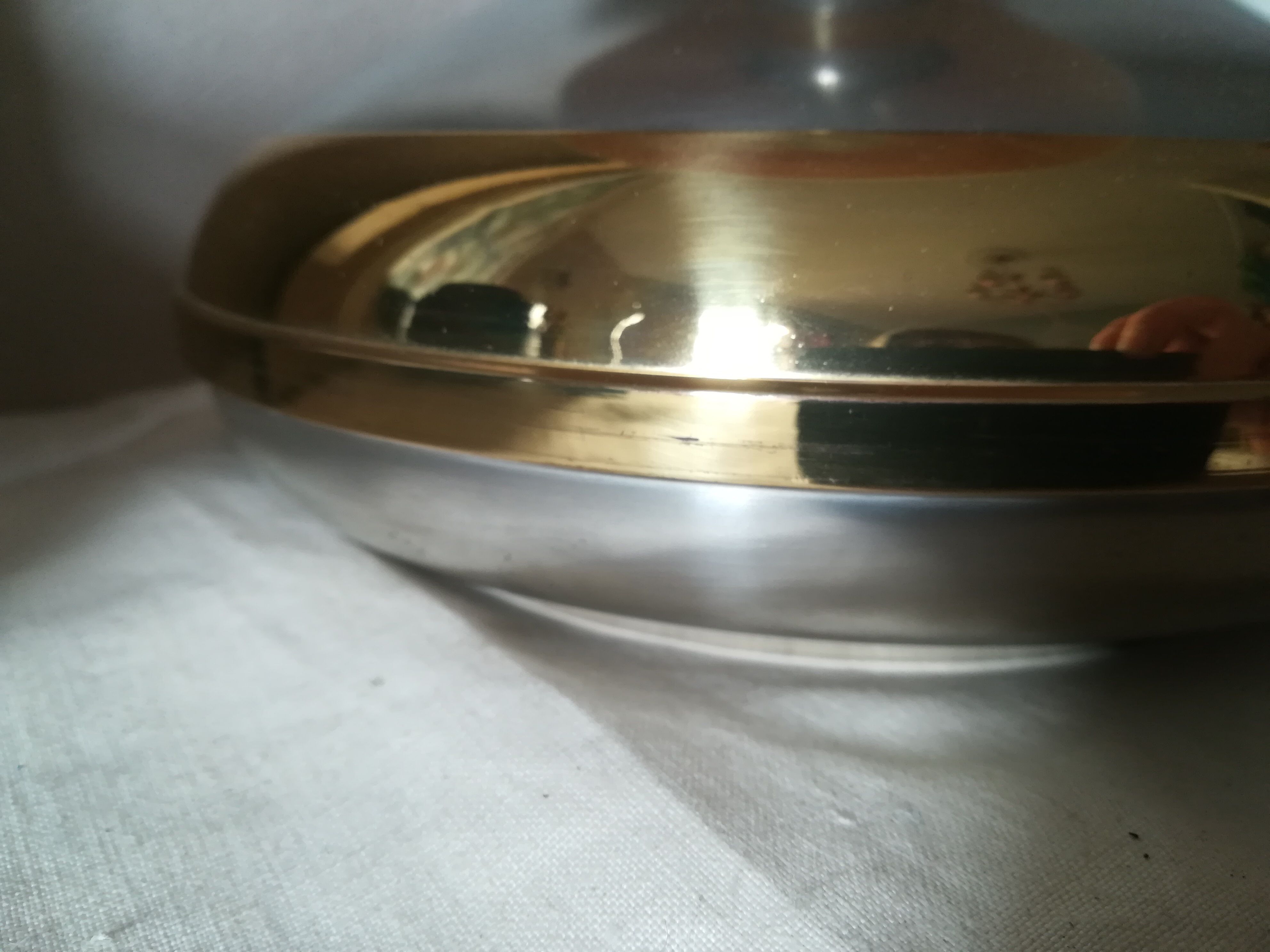 Satin metal and brass lamp
