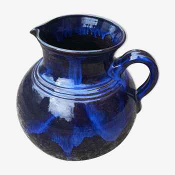 Pitcher in ceramic blue 5-litre varnished