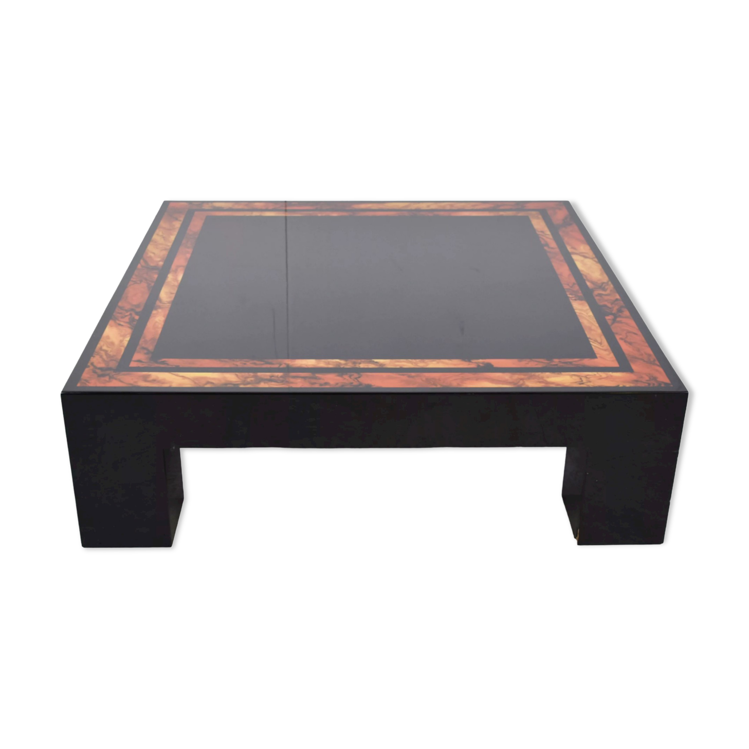 Vintage burl wooden coffee table, 1980s