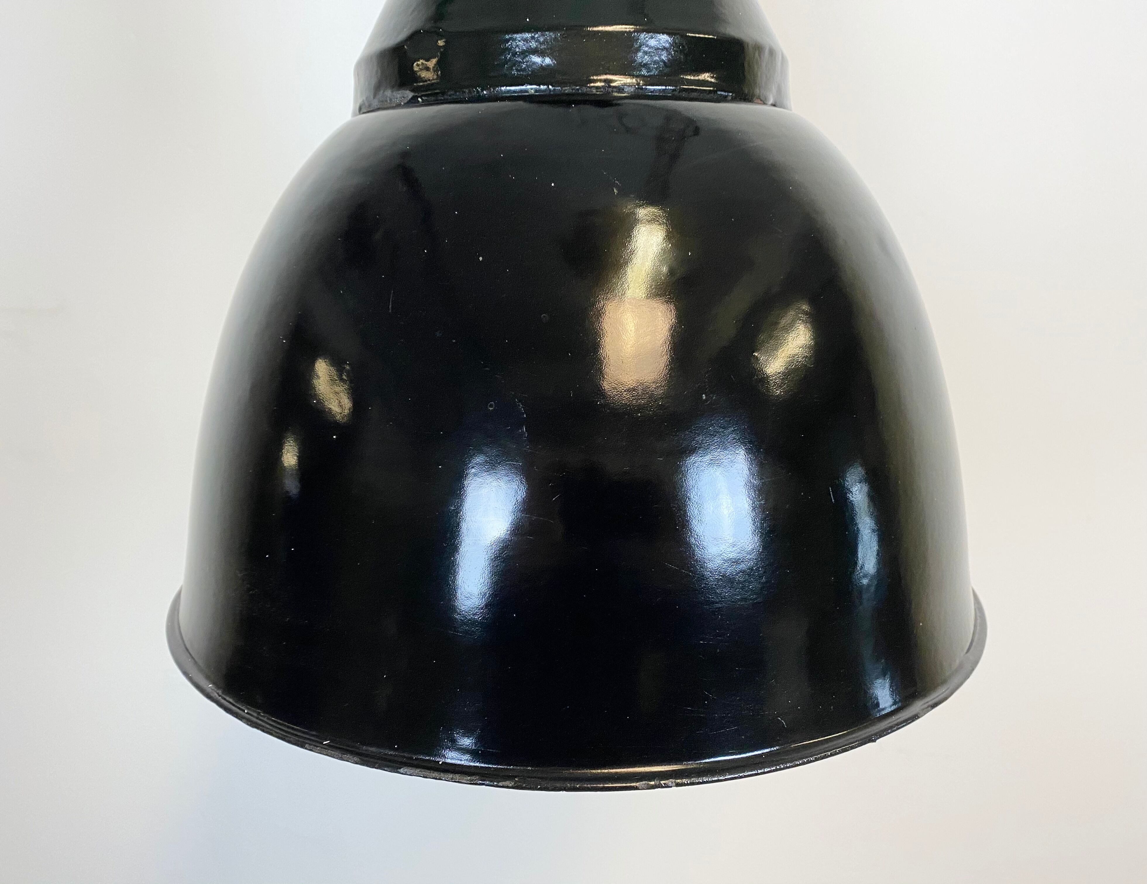 Industrial black enamel bauhaus pendant lamp, 1930s