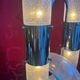 Vintage sculptural floor lamp in chrome metal and glass from the 1970s.