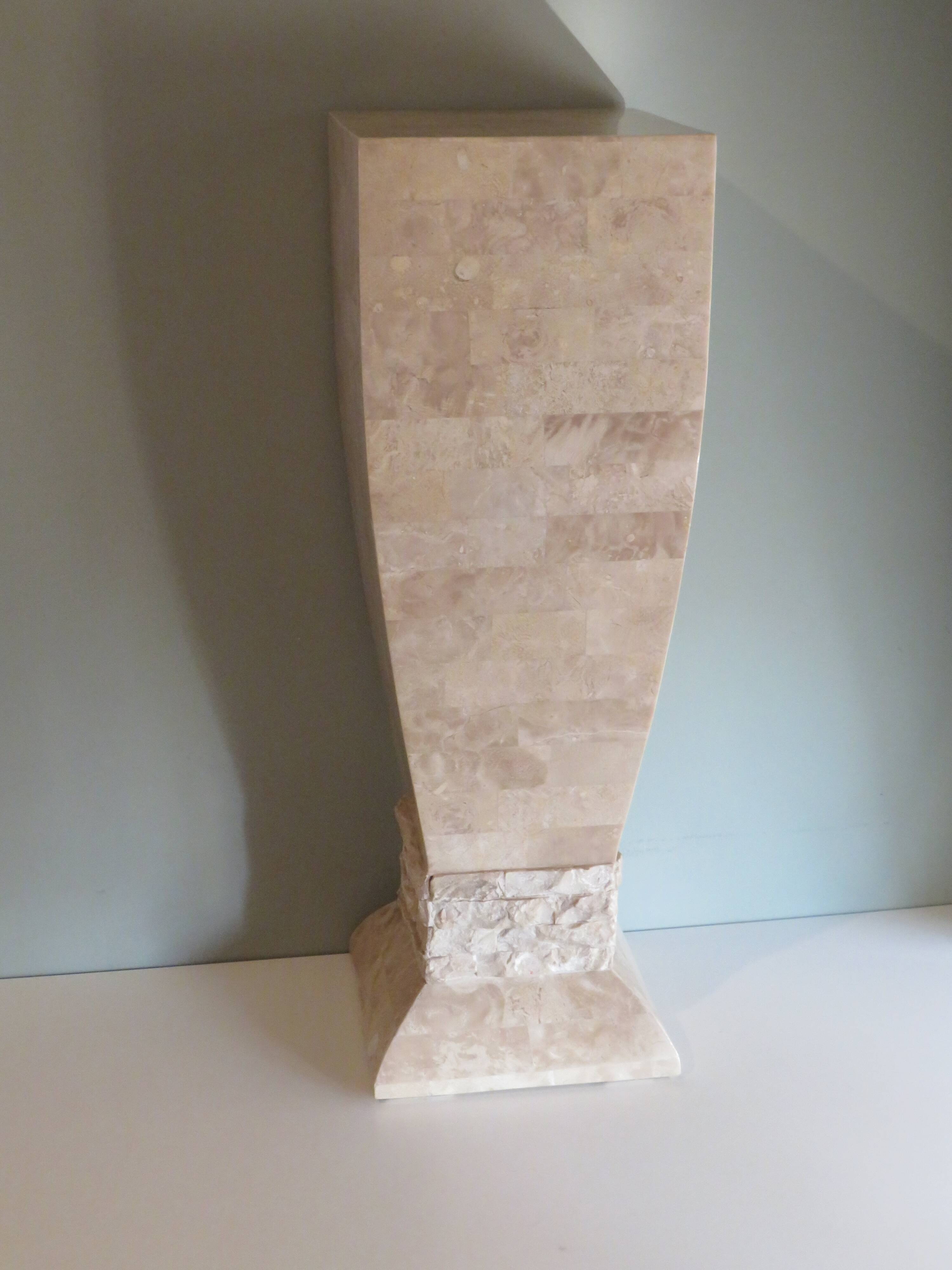 Column, Hollywood Regency style travertine pedestal, 1970s