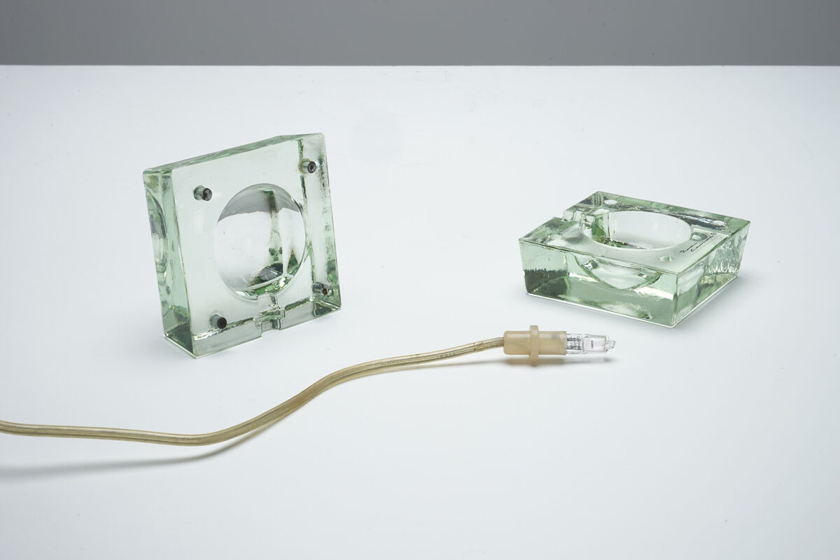 Small cubosfera glass lamp circa 1990