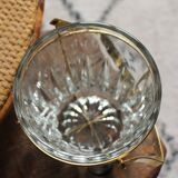 Seau à glaçons en verre dans structure métal doré vintage