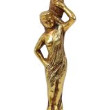 Vintage Table Lamp Female Figure Brass and Onyx Marble