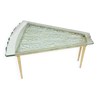 Mid-Century Modern Chiseled Glass Coffee Table Attr. Max Ingrand by Fontana