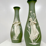 Vintage Bisque Porcelain vases 'Jasperware'