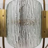 Vintage 60's chandelier in brass and worked glass italian design