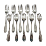 10 cake forks silver metal Ercuis model lauriers dessert forks