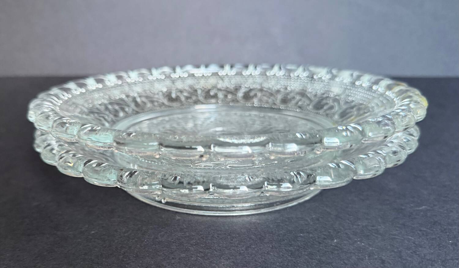 2 antique moulded glass bowls