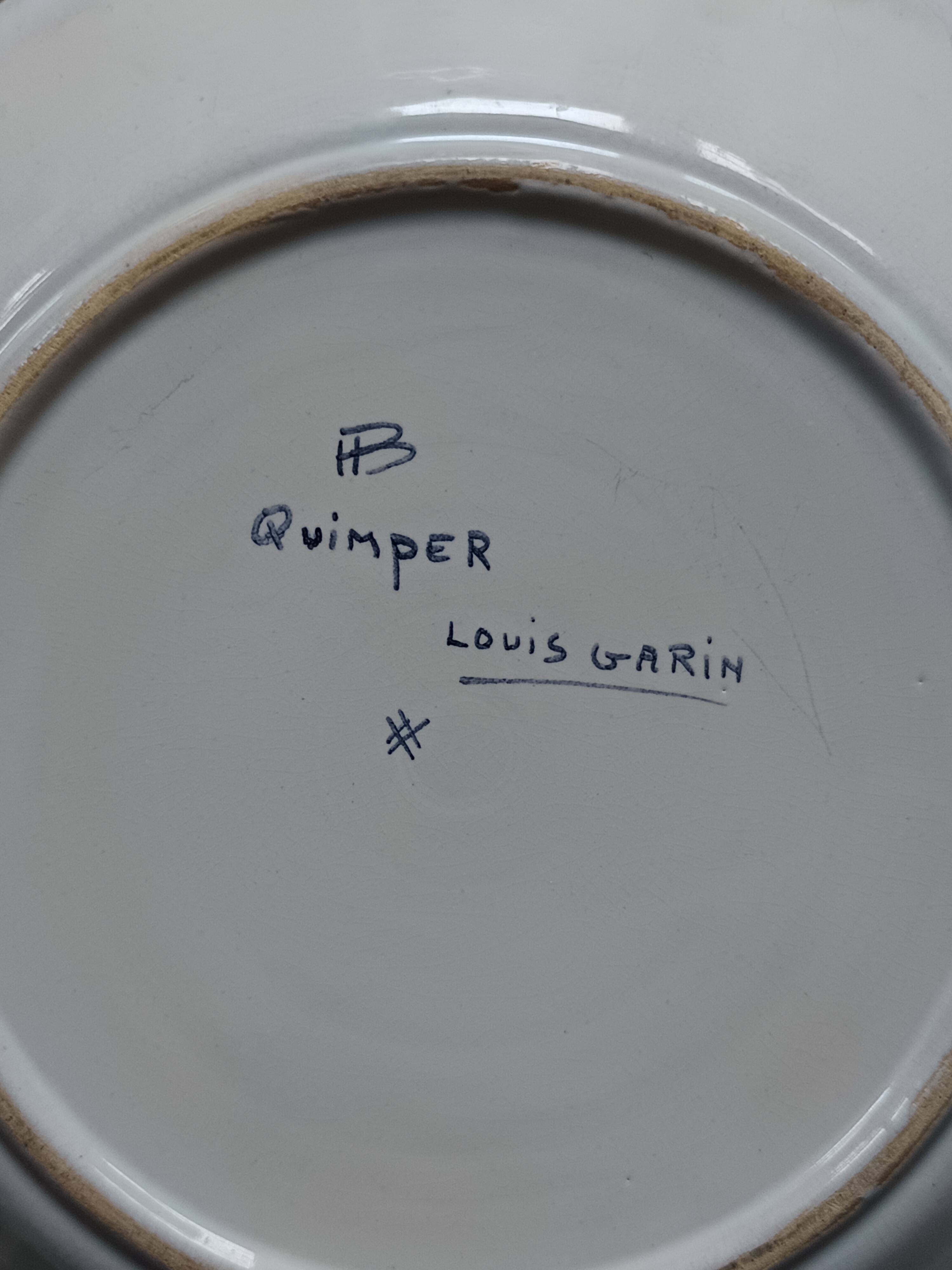 set of 4 Art Deco plates signed Louis Garin HB Quimper