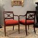 Maurice Hirch, Pair Of Stamped Mahogany Armchairs, 20th Century