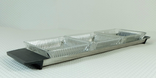 Plateau Günter Kupetz WMF Cromargan en verre et plastique