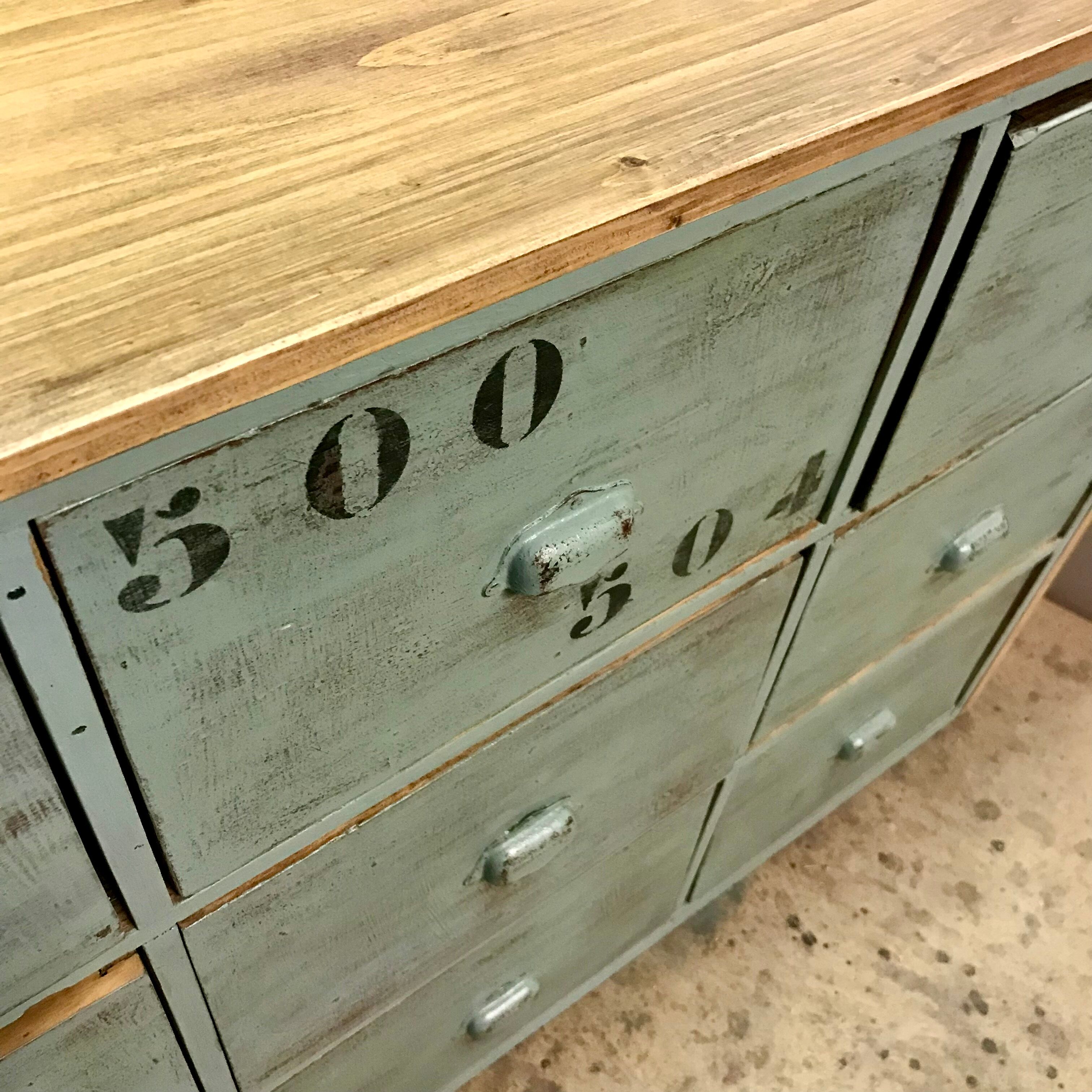 Furniture of metier enfilade with restored wooden drawers
