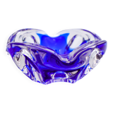 Sculptural Cobalt Blue & Crystal Sommerso Dish - Murano - 1960