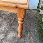 Large farmhouse dining room table 250cm in solid pine turned legs 1990