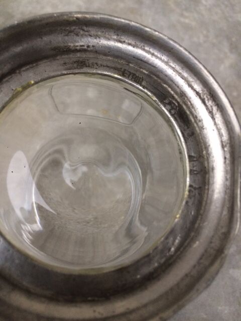 Spice pot or other glass with base and lid in pure tin