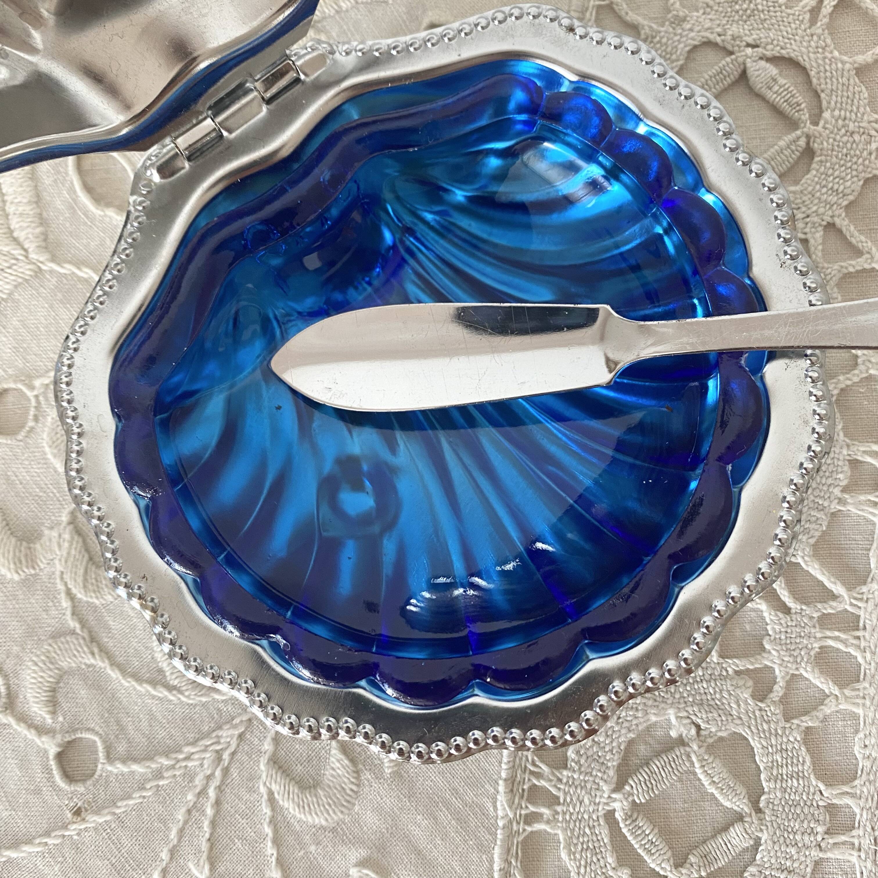 Beurrier coquillage en inox et verre