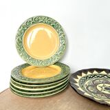 Barbotine frieze dessert plates