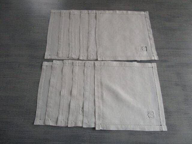 12 antique embroidered tea napkins 28x28cm